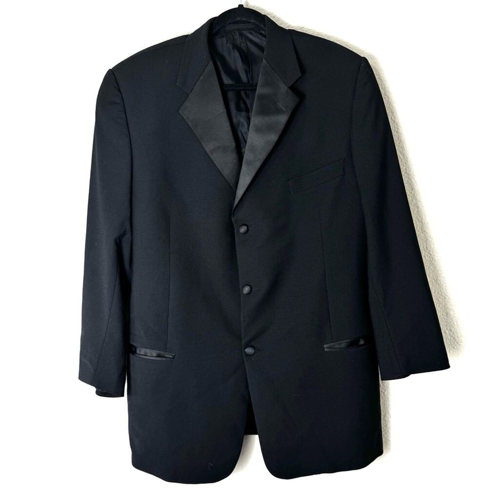 Jhane Barnes Black Satin Trim Blazer Men's Size 44 Long Tall